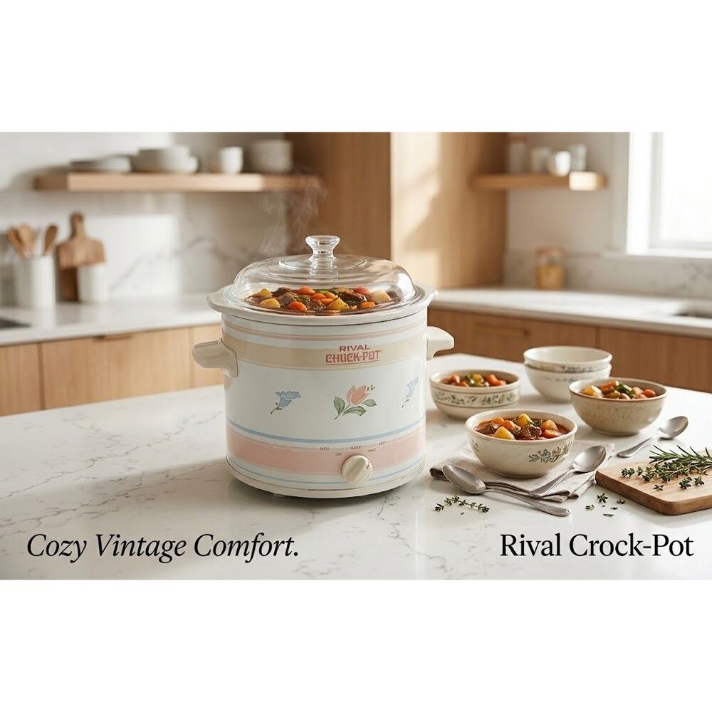 Rival Crock Pot 1.5 Qt Stoneware Slow Cooker Model 3215 Floral Vintage Works